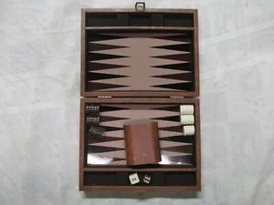 Small Vintage Travel Size 7x9" Magnetic Suitcase Backgammon Adult Board Game - Picture 1 of 1