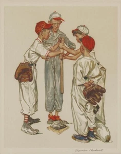 Norman Rockwell Boys Playing Baseball Canvas Print 16 x 20 - Picture 1 of 4