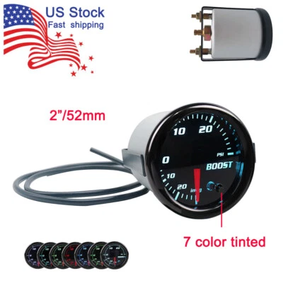 Universal 7 Color Tinted 2" Turbo Boost Gauge 0-30 PSI 52mm Turbo Pressure Meter - Image 1 of 4