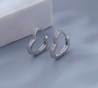 Crystal Heart Hoop Stud Earrings 925 Sterling Silver Womens Girls Jewellery Gift