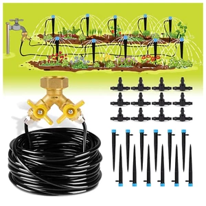 50Ft Drip Irrigation Kit Plant Watering System 8x5mm Tubing Garden DIY Set - Picture 1 of 9