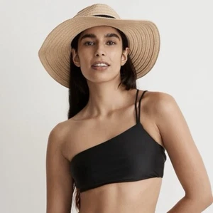 Nuevo con etiquetas Top de bikini Madewell XS doble correa de un hombro negro verdadero - Imagen 1 de 5
