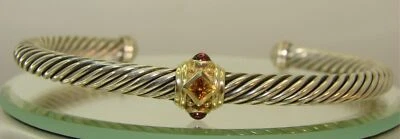 Brazalete David Yurman Renassance SS 14K Citrino y Turmalina Rosa 5mm LEER Foto 1 de 4