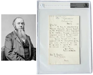 Sec. Of War Edwin Stanton Signed Letter on Service During "Recent Rebellion" BAS - Picture 1 of 4