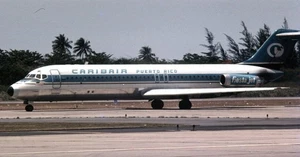 Douglas DC-9 DC9-31 Caribair Mahogany Desktop Wood Airplane Model Small 1/130 - Picture 1 of 10