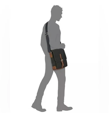 Bolso mensajero pequeño de lona Davis azul marino Fossil Foto 1 de 4