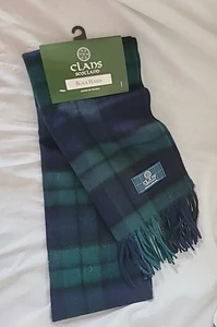 Clans of Scotland 100% Lambs Wool Black Watch Tartan Scarf 53 x 12 inch - Picture 1 of 5