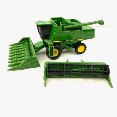 Vintage John Deere Green 5" Long Farm Combine With Corn & Grain Headers - Image 1 of 4