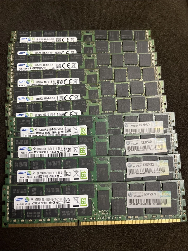 10 Samsung 16 GB M393B2G70BH0-YH9Q8 PC3L 10600R Server Memory - Image 1 of 1