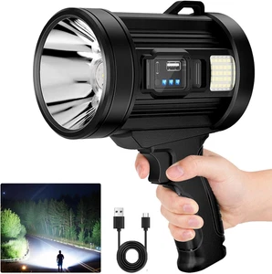 Rechargeable Spotlight Outdoor, 99,000 Lumens Solar Spotlight Flashlight with Co - Picture 1 of 12