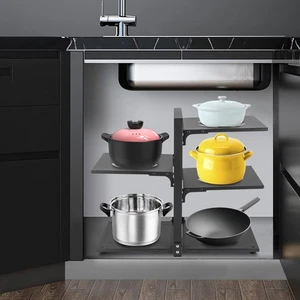 Einstellbare Pfanne Veranstalter Rack Pan Veranstalter Rack für Schrank Schwarz - Bild 1 von 16