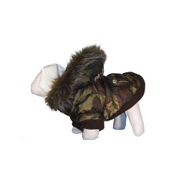 Parka Pet Life 1CAXL Camuflada Metálica Moda con Capucha Extraíble-XL Foto 1 de 1