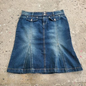 Unionbay Skirt Size 33 Blue Denim Jean Pleated Casual Y2k Summer Outdoor - Picture 1 of 9