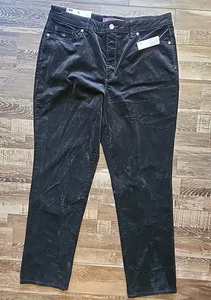 Gloria Vanderbilt schwarz Amanda Cord schmales Bein Jeans Größe 16 neu mit Etikett - Bild 1 von 8