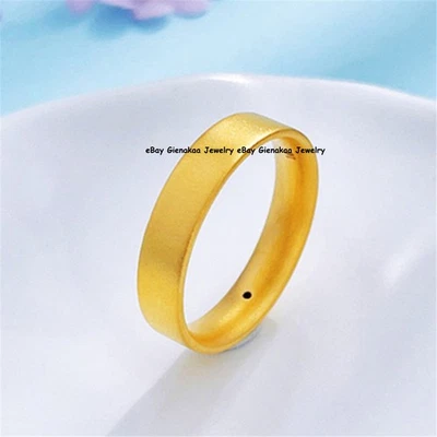 Pure 999 24K Yellow Gold Band Lucky 4.3mmW Circle Ring 2.5-3g Us Size:5-8 - Image 1 of 4