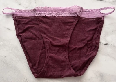 ROSA Victoria's Secret Tanga Bikini Panty Borgoña Mezcla Algodón S XL 2XL Foto 1 de 3