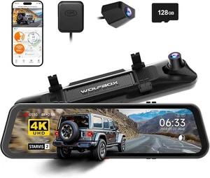 WOLFBOX G900 PRO Mirror Dash Cam – STARVIS 2 4K with Smart WiFi & Voice Control - Picture 1 of 6