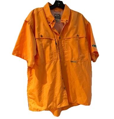 Drake Waterfowl Systems Shirt Men's Medium Button Down Short Sleeve Orange - Image 1 of 4