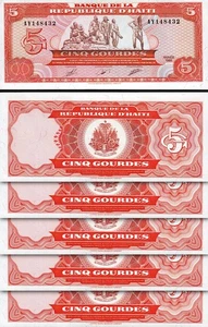 Haiti 5 Gourdes 1989, UNC, 5 Pcs LOT, Consecutive, P-255 - Picture 1 of 4