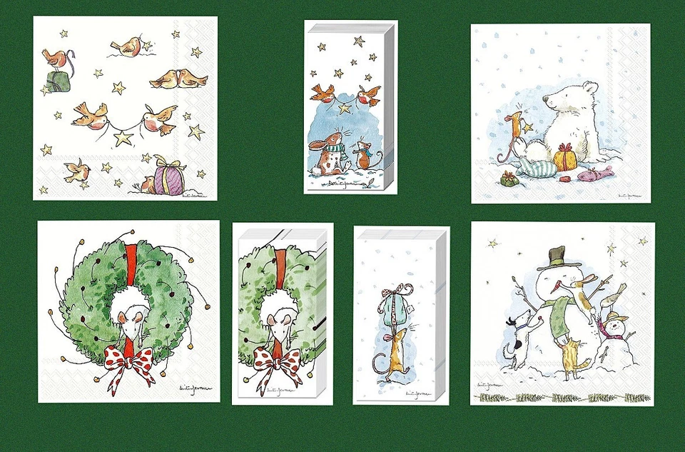 ANITA JERAM*20 Cocktail Servietten/ Taschentücher*Weihnachten*Vögel*A STAR .. - Bild 1 von 1