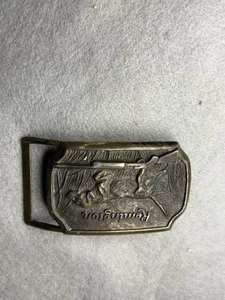 VINTAGE REMINGTON BELT BUCKLE HUNTING DOG AND SHOTGUN - Picture 1 of 3
