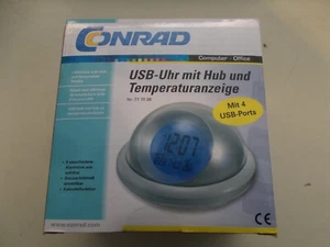 Conrad Orologio USB con Hub e Display di Temperatura, 4 Porte USB, #X- 22-6 - Foto 1 di 4