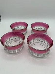 Indiana Colony Glass 4 Clear with Ruby Band Kings Crown 4" Bowls - Picture 1 of 8