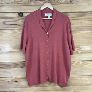 Casual Corner Annex Cardigan Sweater 3X Pink Short Sleeve Button Collared B157 - Picture 1 of 10