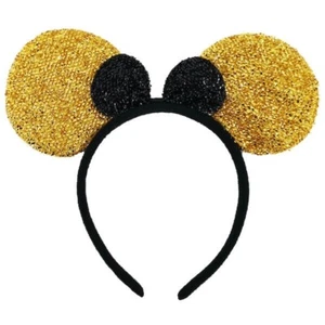 Glitter Gold and Black Mouse Style Ears and Bow Hen Party Accessory - Picture 1 of 2