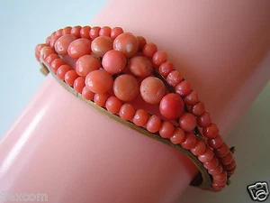 Bracelet corail bracelet corail saumon bijou ancien corail 20,8 g/5,7 x 4,8 cm - Photo 1/12