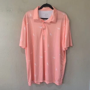 Men's Huk Performance Polo Peach Nectar Short Sleeve Sz XL Fishing Print - Picture 1 of 5