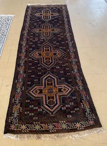 3'7" x 10'6" ft. Tribal Vegetable Dye Hand-Knotted Wool Runner Rug - Picture 1 of 8