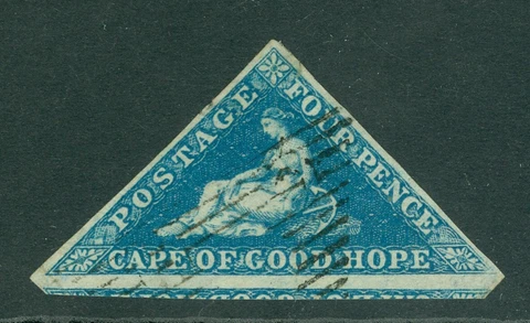 SG 19a Cape of good hope 1863-64. 4d blue. Very fine used, full margins good Cover