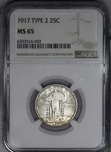 1917 Standing Liberty Quarter 25c Type 2 NGC MS65 - Picture 1 of 2