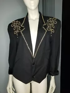 Union Made Western Mariachi Crystal Studded 80s VLV Cropped Stage Jacket USA 48 - Picture 1 of 8