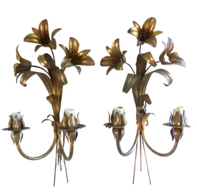 Gorgeous Gilded Brass Wall Light Sconce 70's Regency Mid Century HANS KOGL style - Image 1 of 4