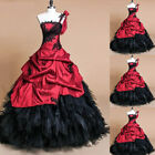 Gothic Red And Black Satin Lace Wedding Dresses Tiered One Shoulder Bridal Gowns