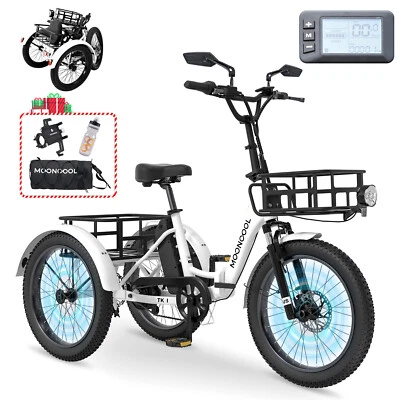 NAIZEA 20 x3in Fat Tire Electric Tricycle Trike Peak 750W Folding E-bike&Battery - Image 1 of 4