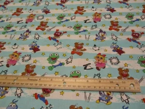 White/Blue Stripe Muppet Baby Character Cotton Fabric BTY - Picture 1 of 1