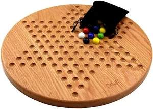 14 inch Solid Oak Wooden Chinese Checkers Board Game - Picture 1 of 6