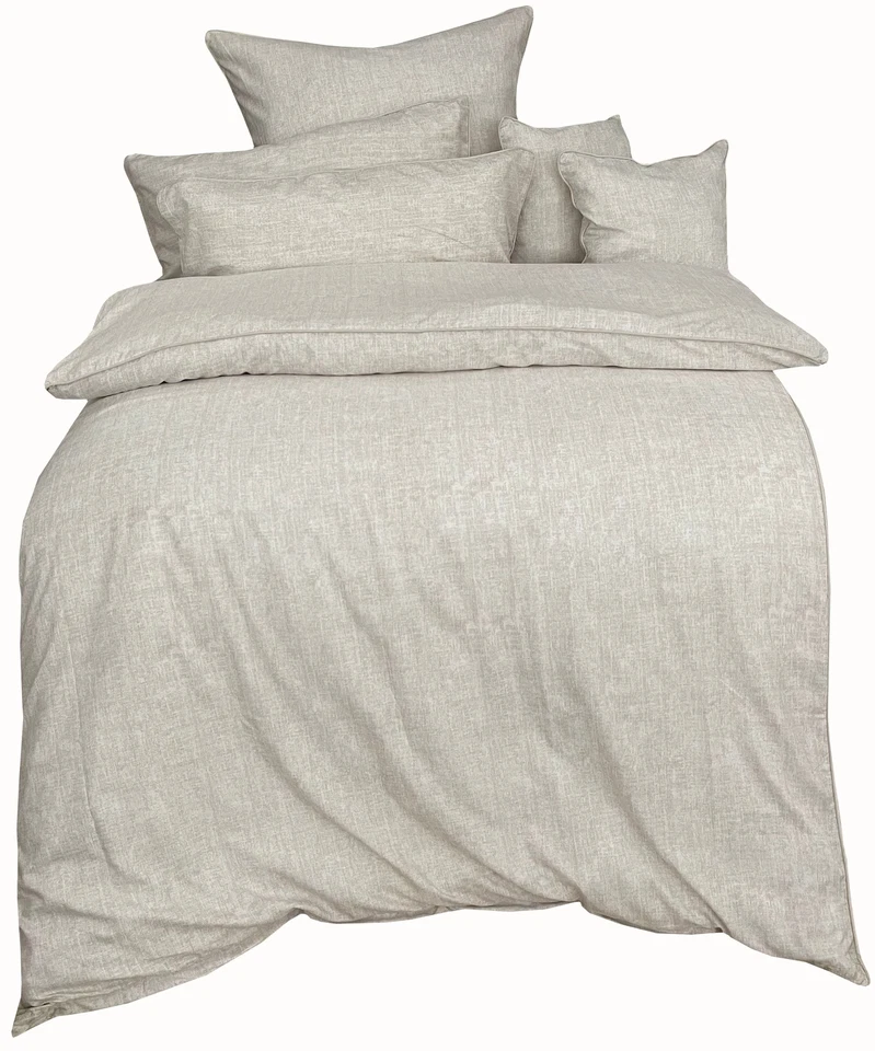 Bettwäsche Meliert Set Beige Uni Wählbar 135x200 155x220 40x40 40x80  - Bild 1 von 1