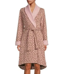 NEW UGG Women Duffield II Fleece Shawl Collar Wrap Cozy Robe Lounge Pink Leopard - Picture 1 of 3
