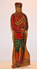Vintage Large Paper Soldier with Wooden Base Victorian Antique Army Infantry Toy