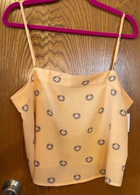 Oneill Tank Top Womens Sz XL Peach Print Crop Top Casual Lightweight Halter NWT - Изображение 1 из 4