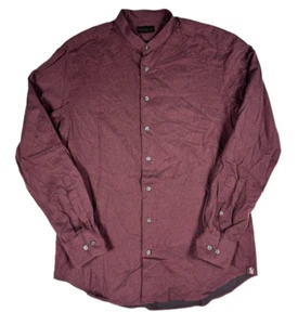 New & Lingwood Flannel shirt Collarless Red Button Down Men's M - Picture 1 of 6