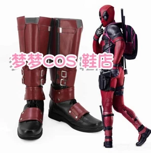Stivali lunghi personalizzati Deadpool cosplay uomo pelle rosso scarpe di Halloween oggetti di scena - Foto 1 di 4