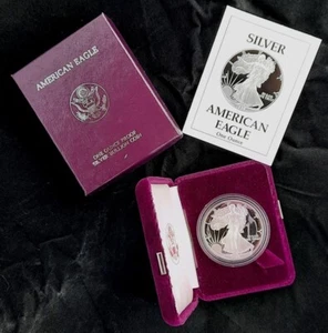 US $1 AMERICAN EAGLE PRUEBA DE PLATA 1 OZ 1989 S MONEDA PRÍSTINA CERTIFICADO DE AUTENTICIDAD CAJA PRF ASE ONE - Imagen 1 de 3