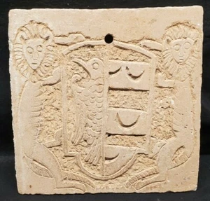 Carved Stone Wall Art Lions crest wall Plaque - Picture 1 of 12