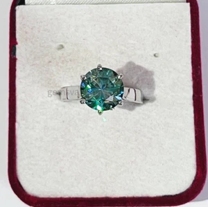 6CT Azul Tratados Diamante Anillo VVS1 en Blanco Chapado Oro Certificado! Ideal - Imagen 1 de 6