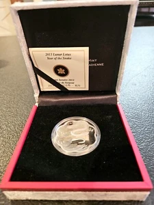 Silver 2013 Lunar Lotus Year of the Snake Canadian Royal Mint $15 Coin - Picture 1 of 6